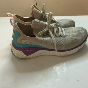 Big Girl Youth Sz 6 Sketchers Grey Purple Memory Foam Air Cooled Shoes sneakers